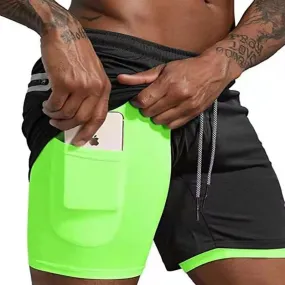 2023 Sport Shorts Men Sportswear Double-deck Running Shorts 2 In 1 Beach Bottoms