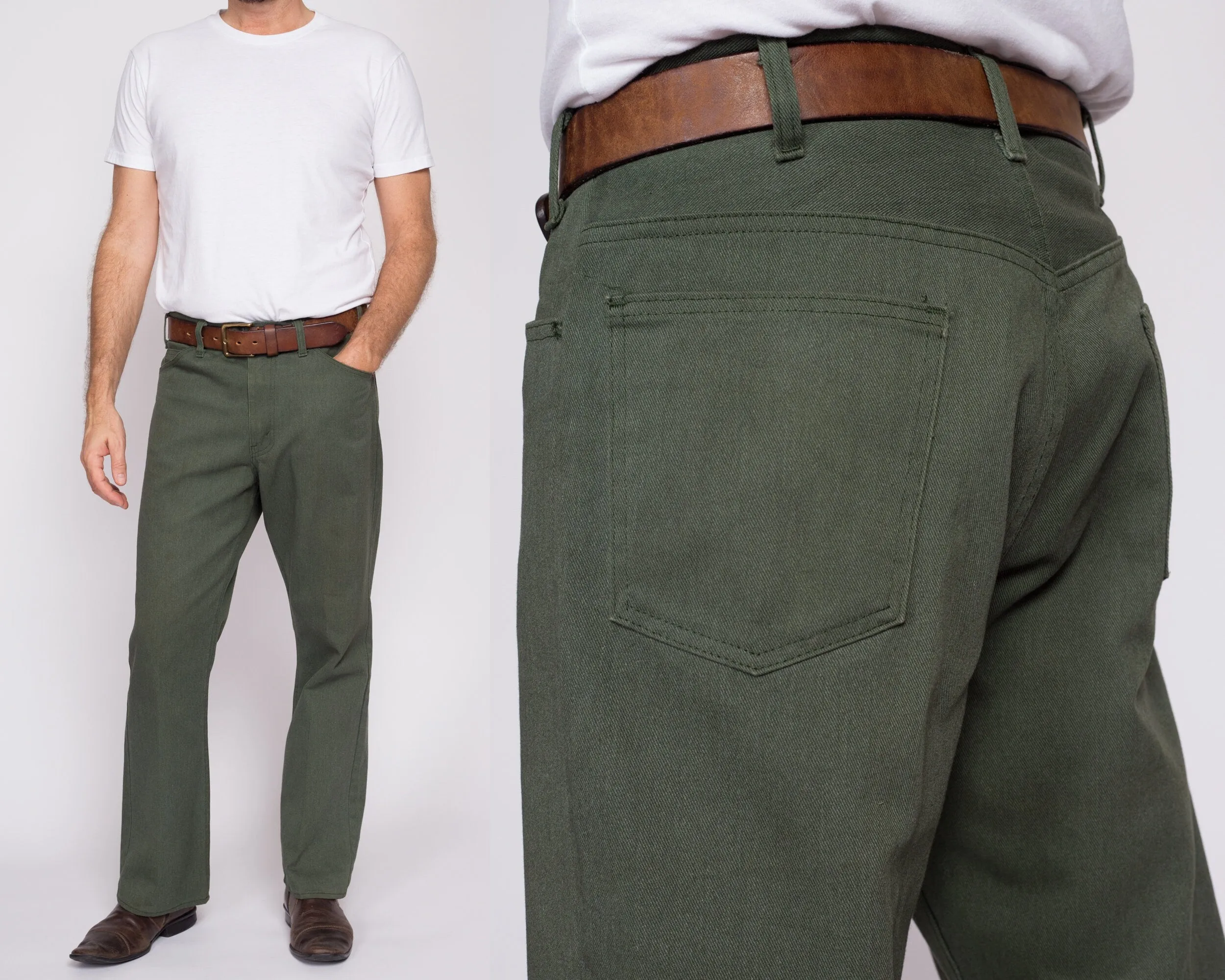 34x29 70s Sage Green Trousers