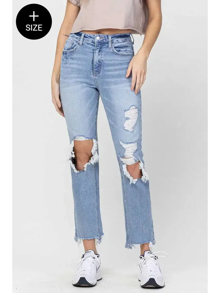 90's Super High Rise Distressed Dad Jeans