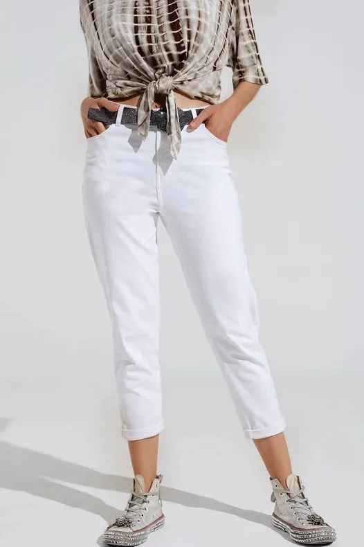 Ankle Skinny Basic Jeans In White