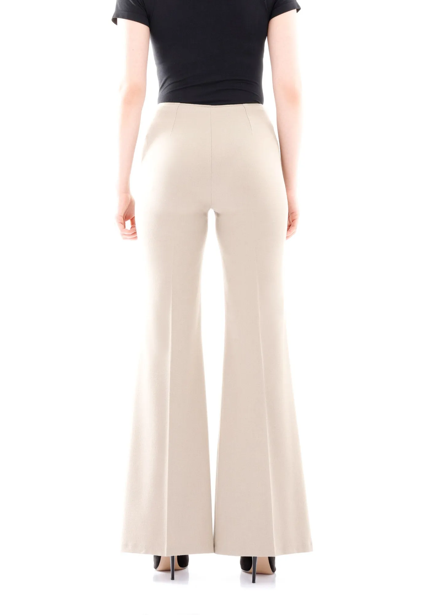 Beige Bootcut Pants - High Waisted Flare Trousers - G-Line