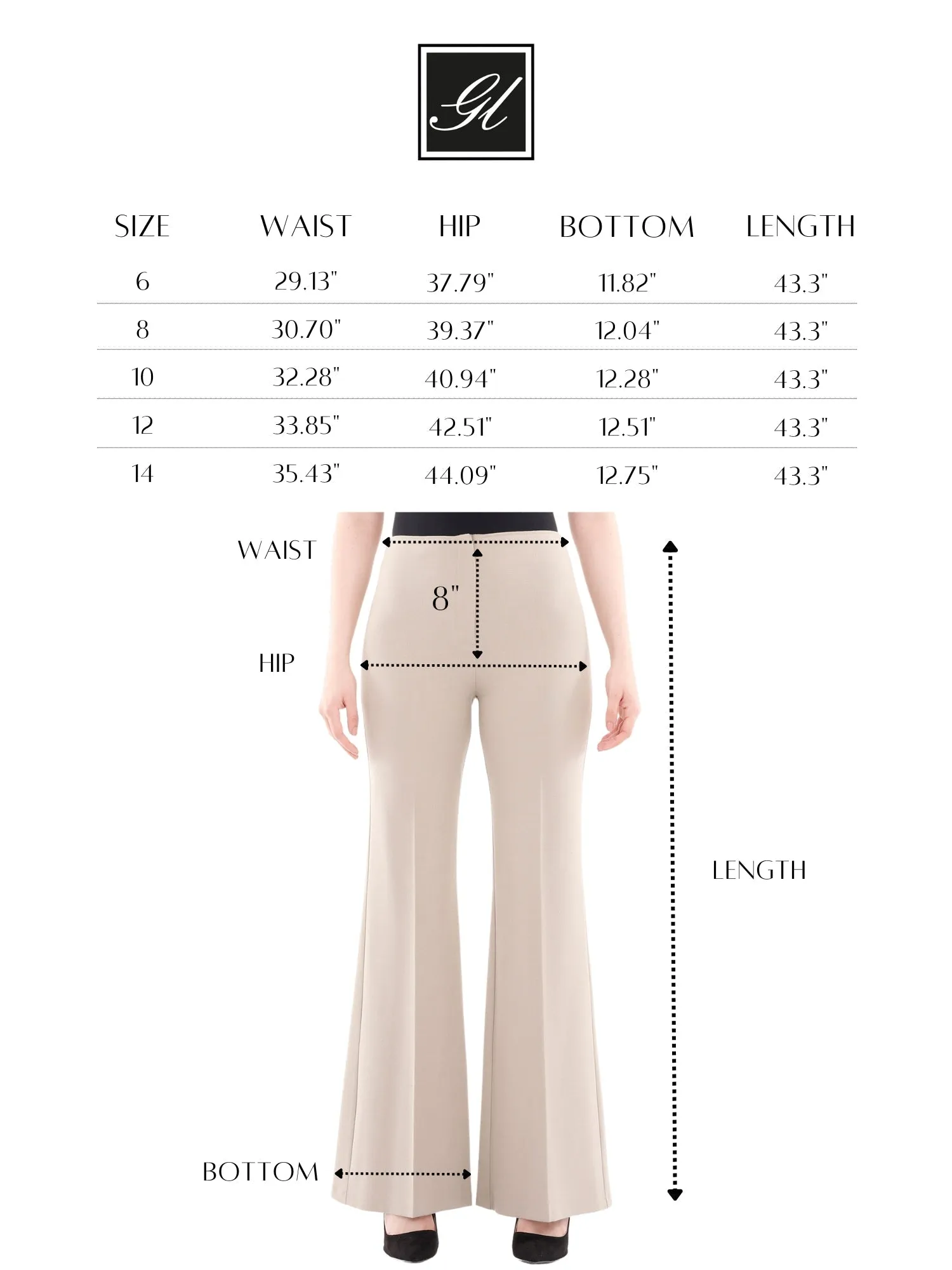 Beige Bootcut Pants - High Waisted Flare Trousers - G-Line