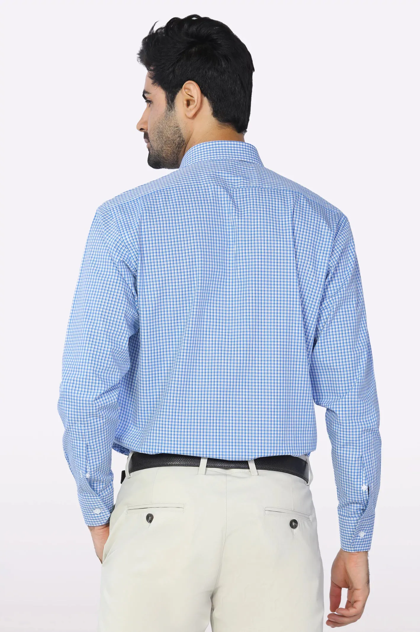 Blue Mini Check Formal Shirt