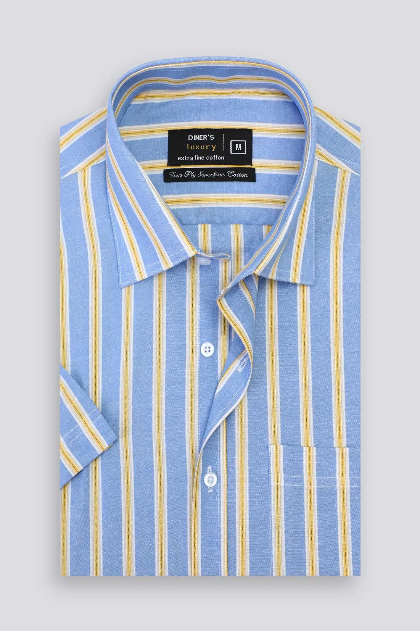 Blue Stipes Formal Shirt (Half Sleeves)