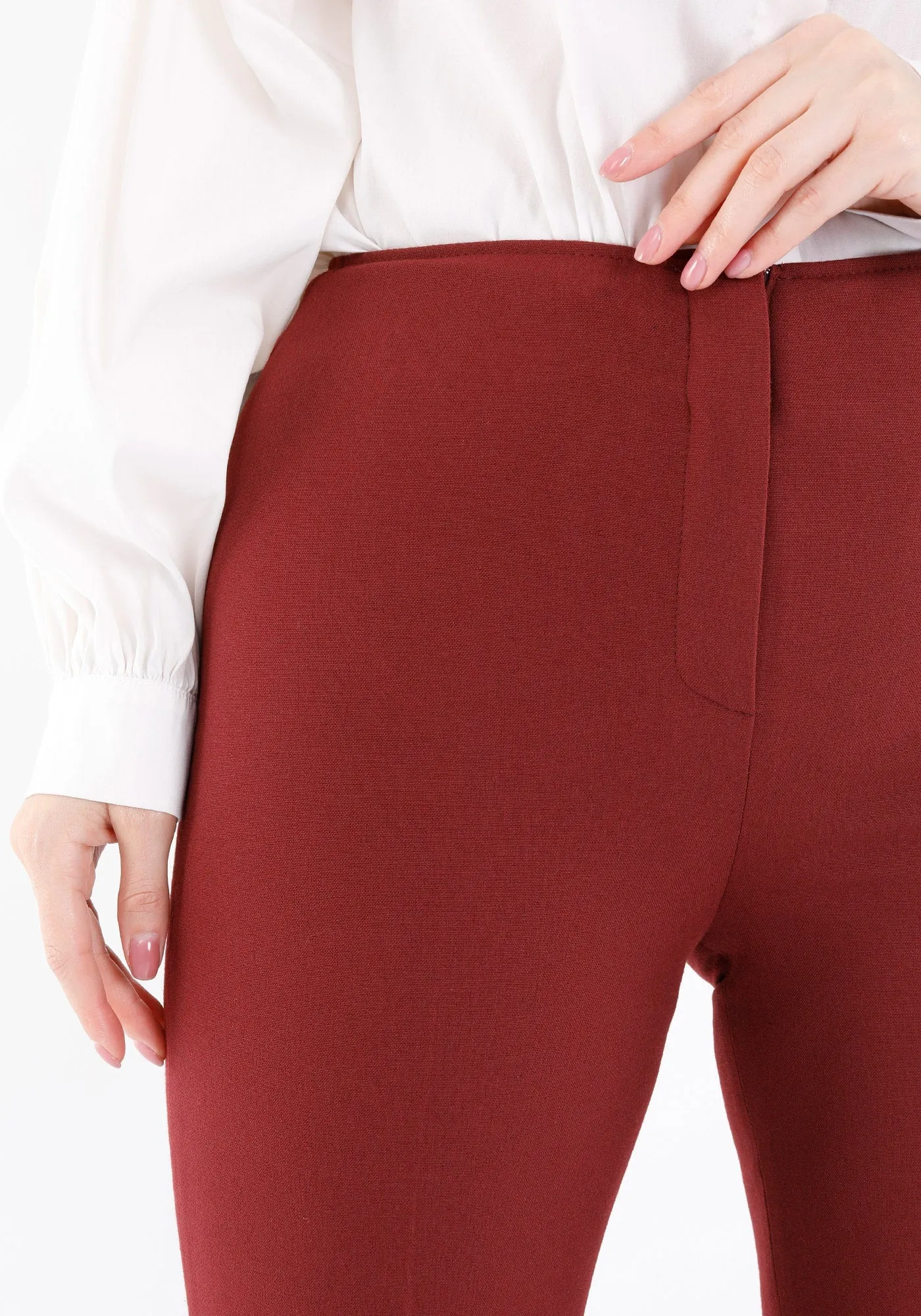 Burgundy Bootcut Pants - High Waisted Flare Trousers