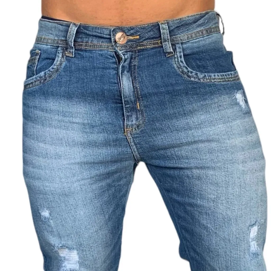 calça skinny masculina destroyd rasgada jeans