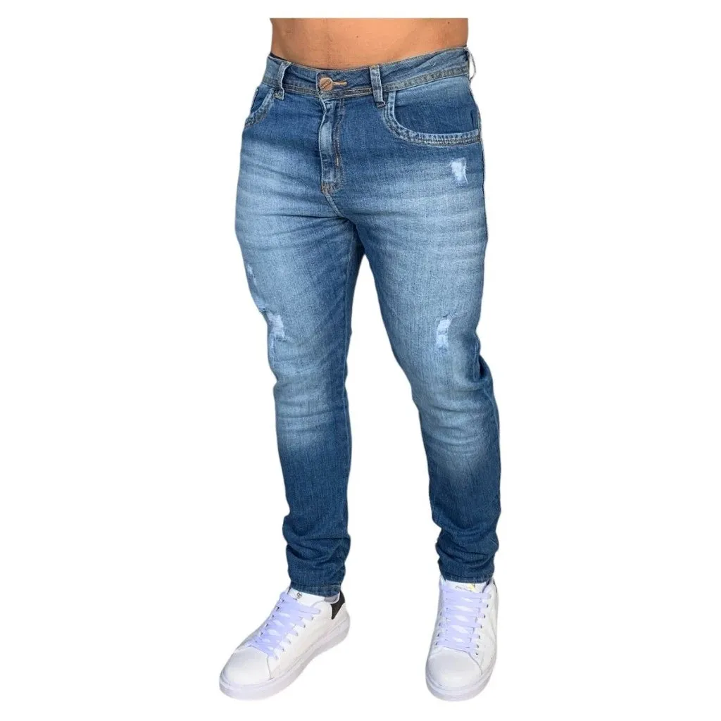 calça skinny masculina destroyd rasgada jeans