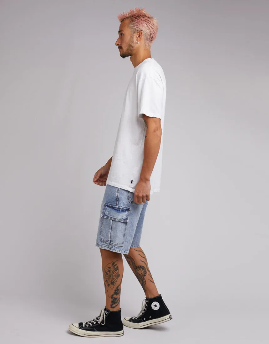 Cargo Denim Short Bleached Blue