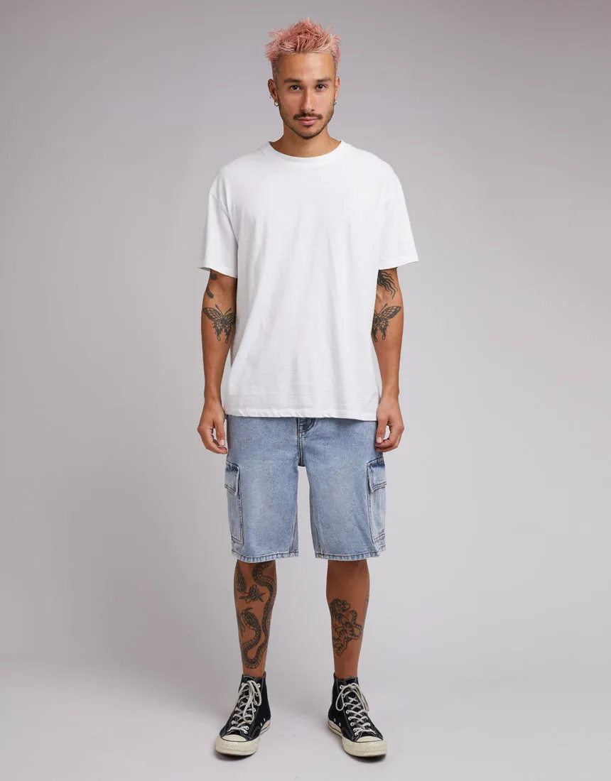 Cargo Denim Short Bleached Blue