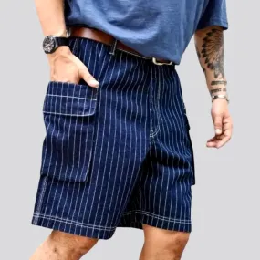 Cargo medium-wash jeans shorts for men