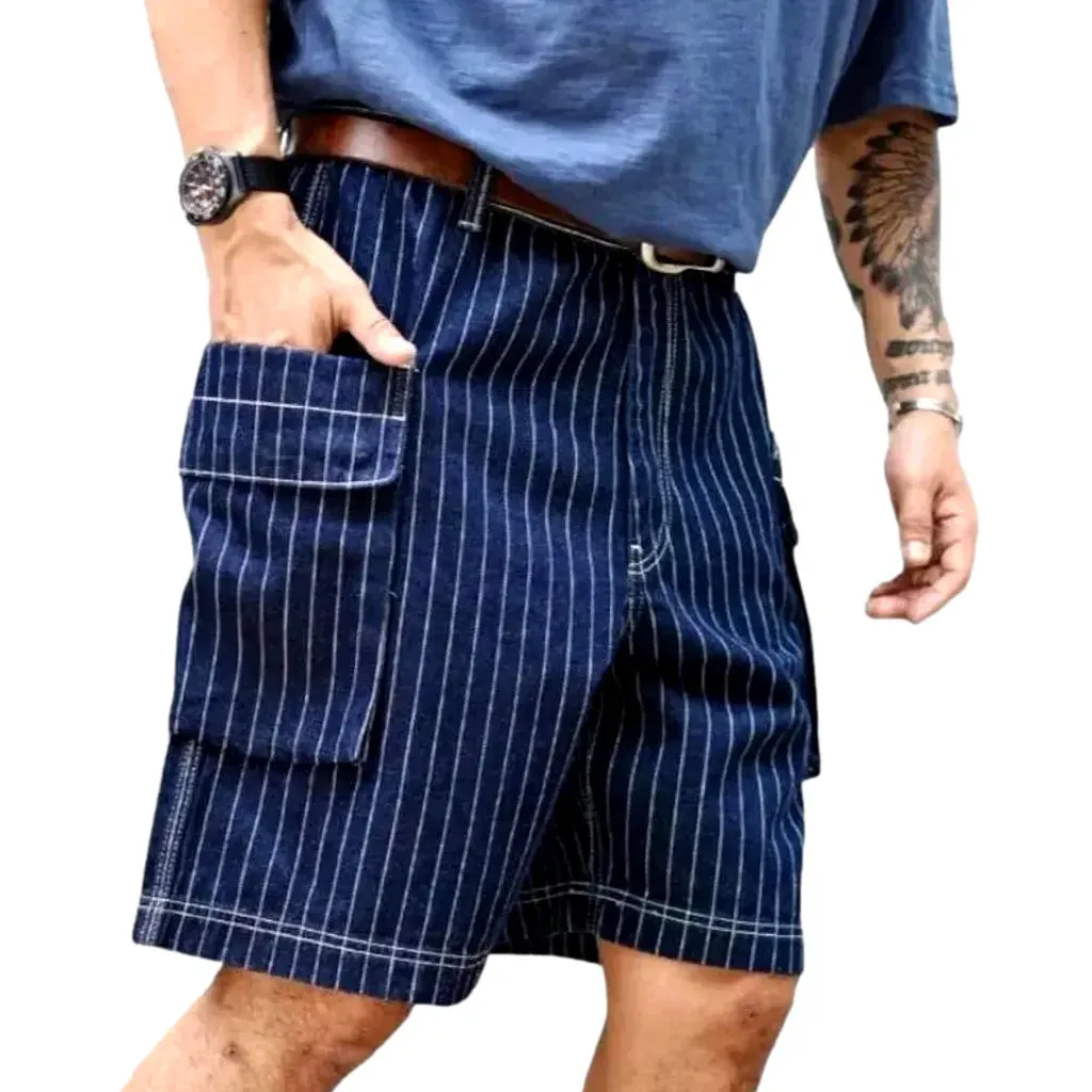 Cargo medium-wash jeans shorts for men