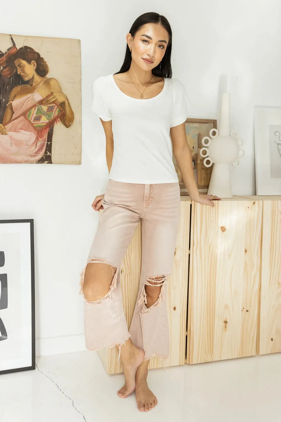 Charlie Distressed Jeans in Rose - FINAL SALE