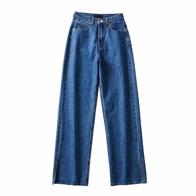 Classic Straight Wide Leg Denim Pants for Women