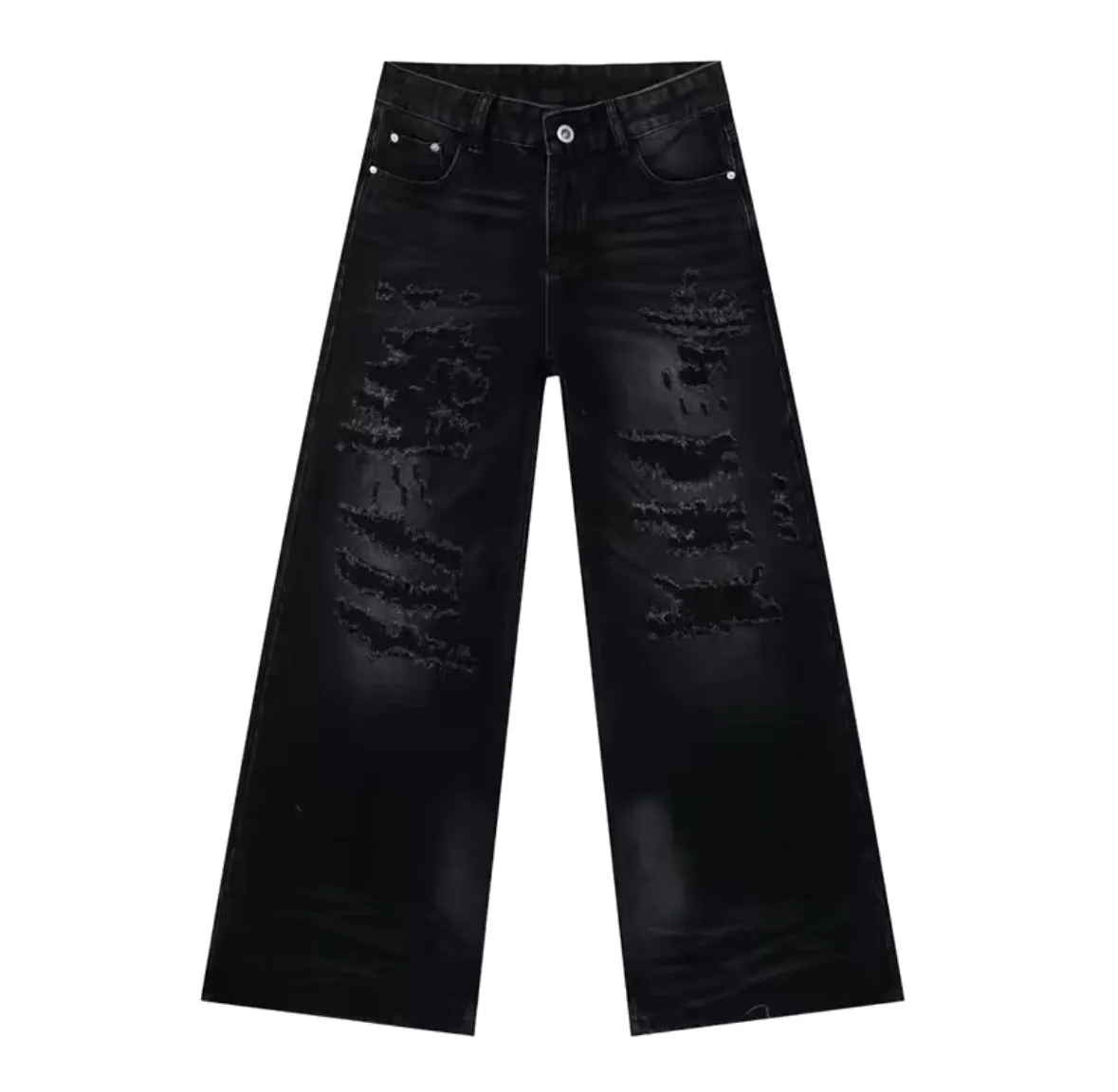 Distressed Black Baggy Jeans