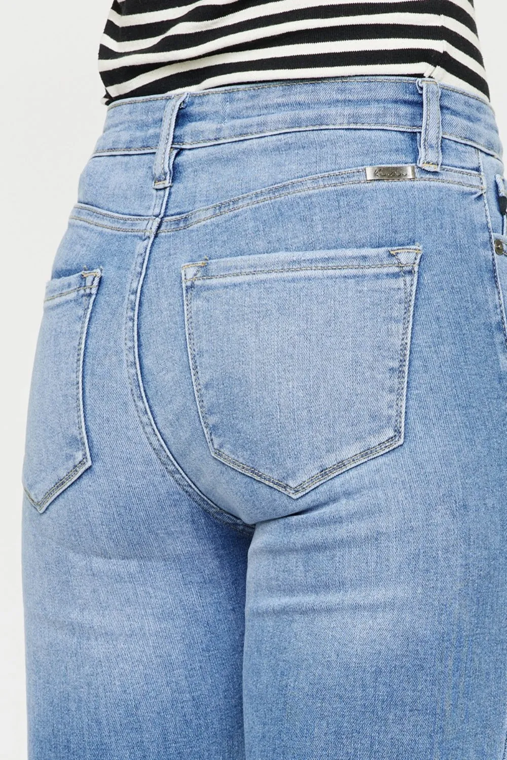 Distressed Cat's Whiskers Button Fly Jeans