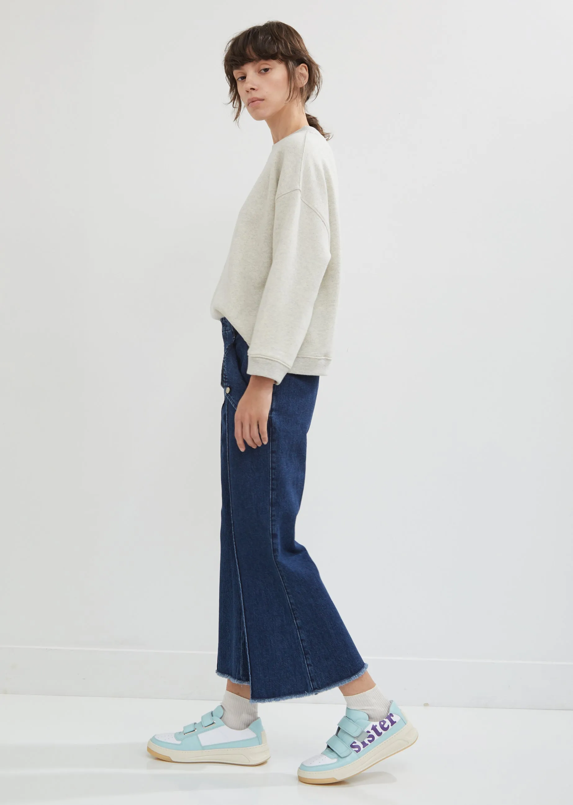 Flared Leg Denim Trousers