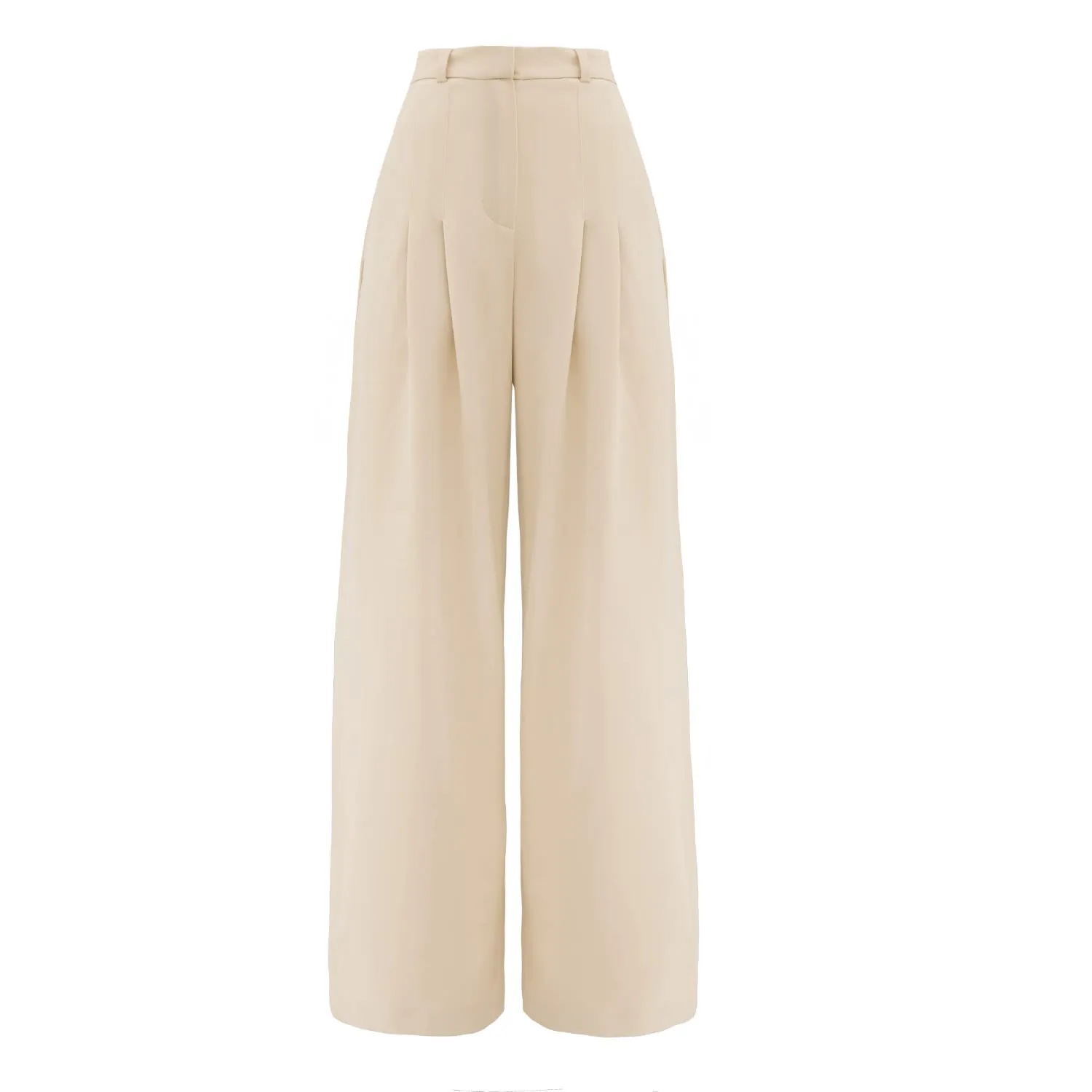 Formal Wide Leg Palazzo Trousers Light Beige