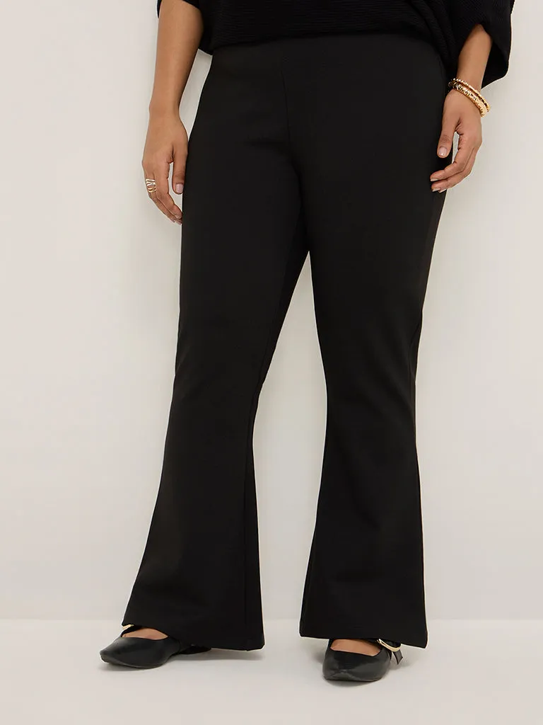 Gia Black Bootcut High-Rise Trousers