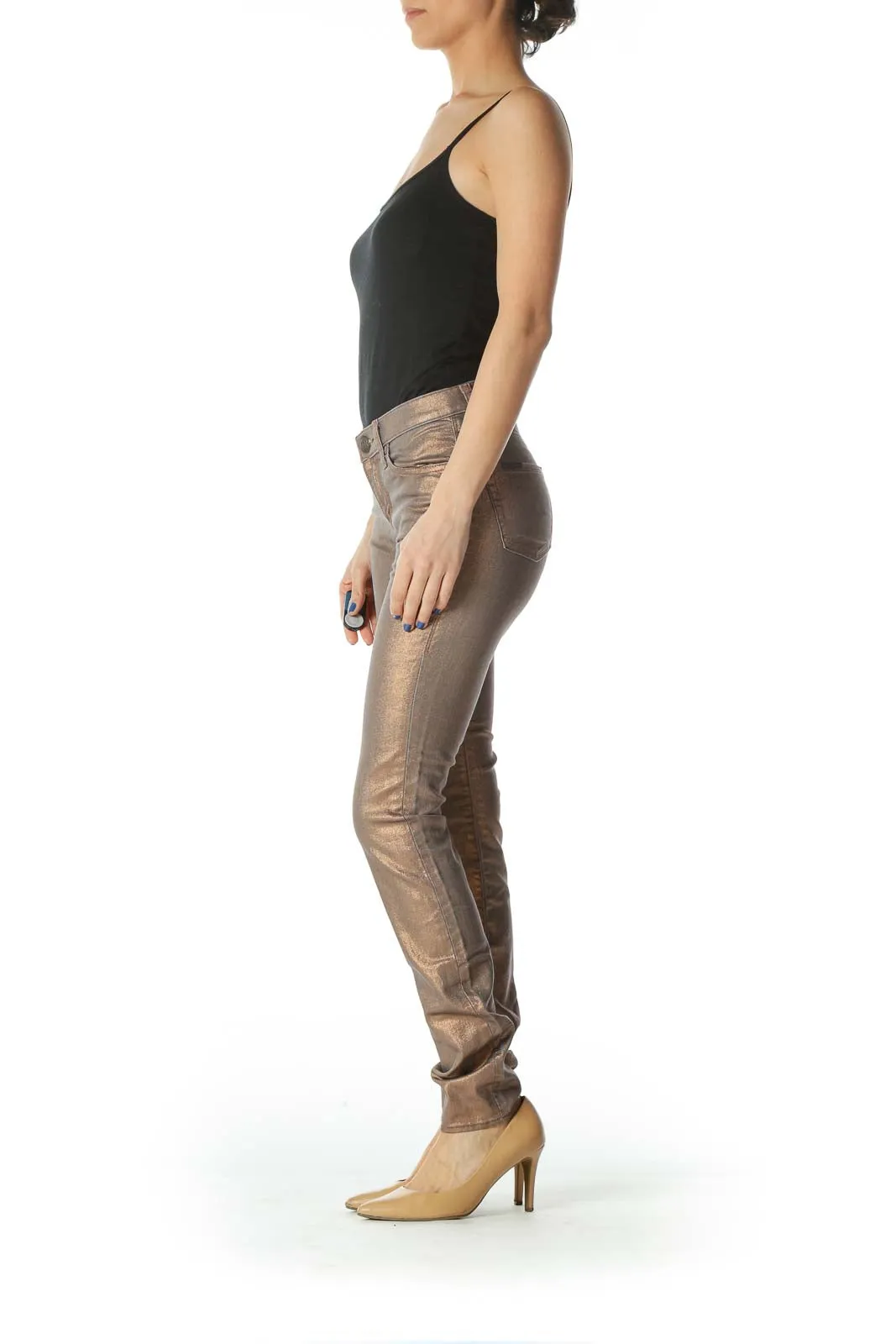 Gold Sparkle Skinny Jeans