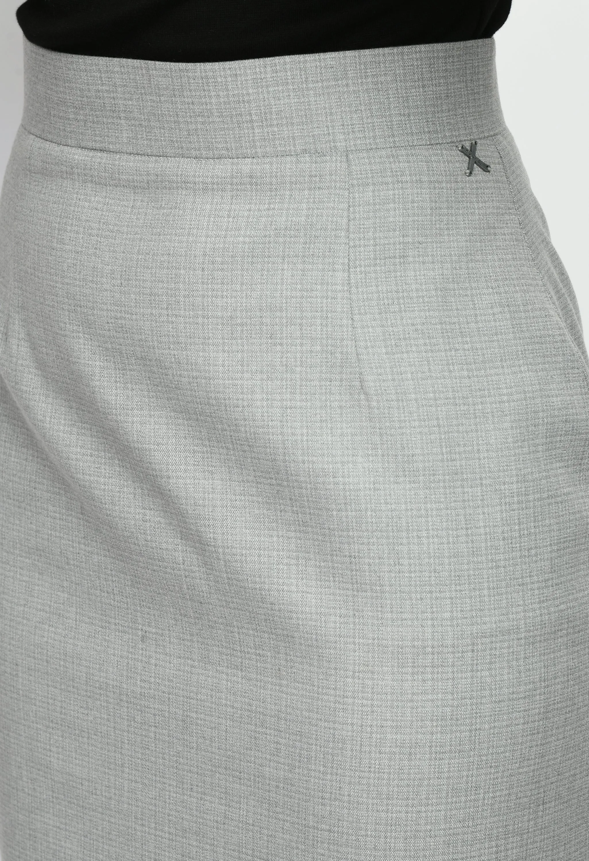 Grey Cotton Blend Empathy Checked Pencil Skirt