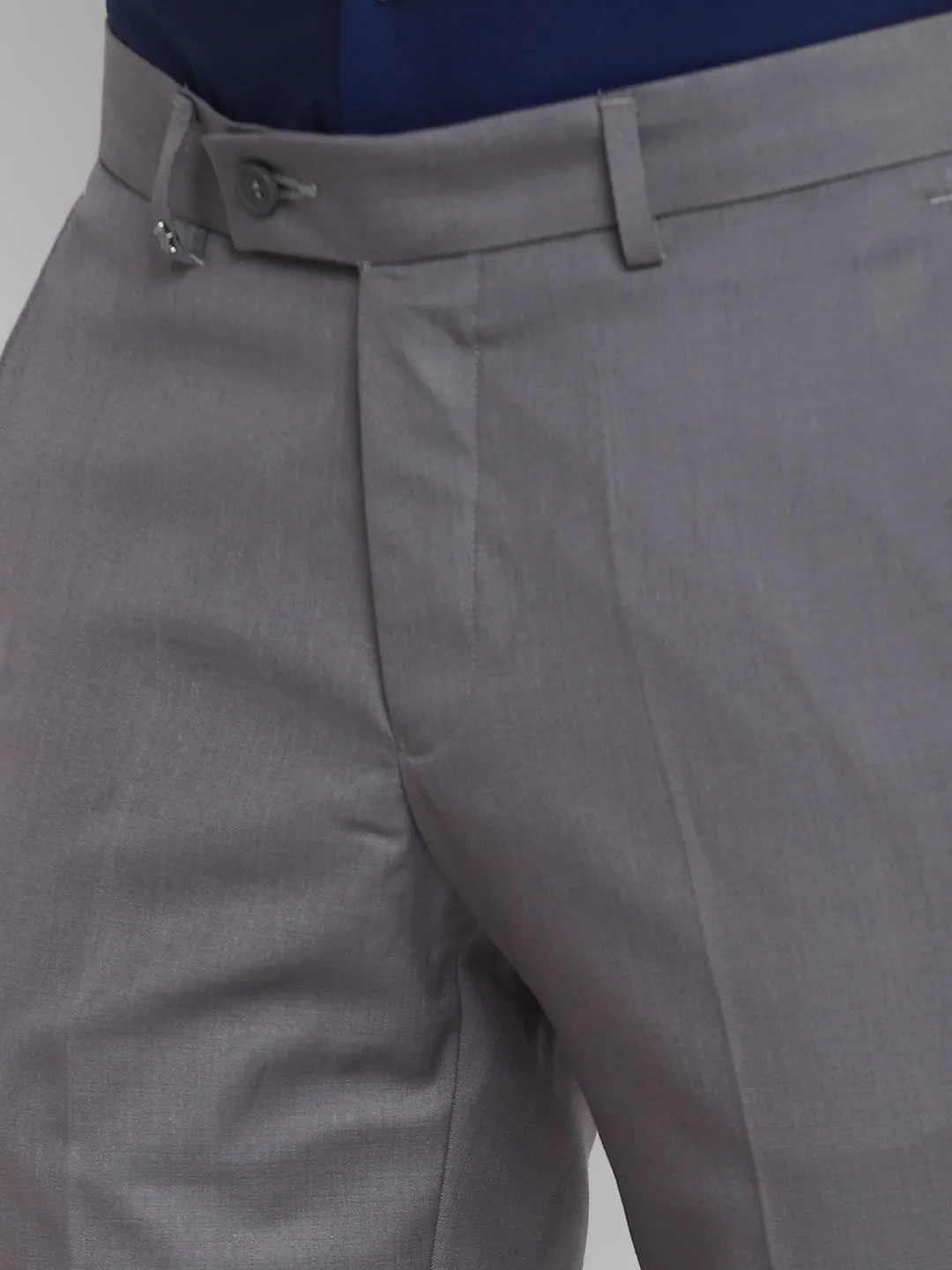 Grey Solid Slim Fit Trouser