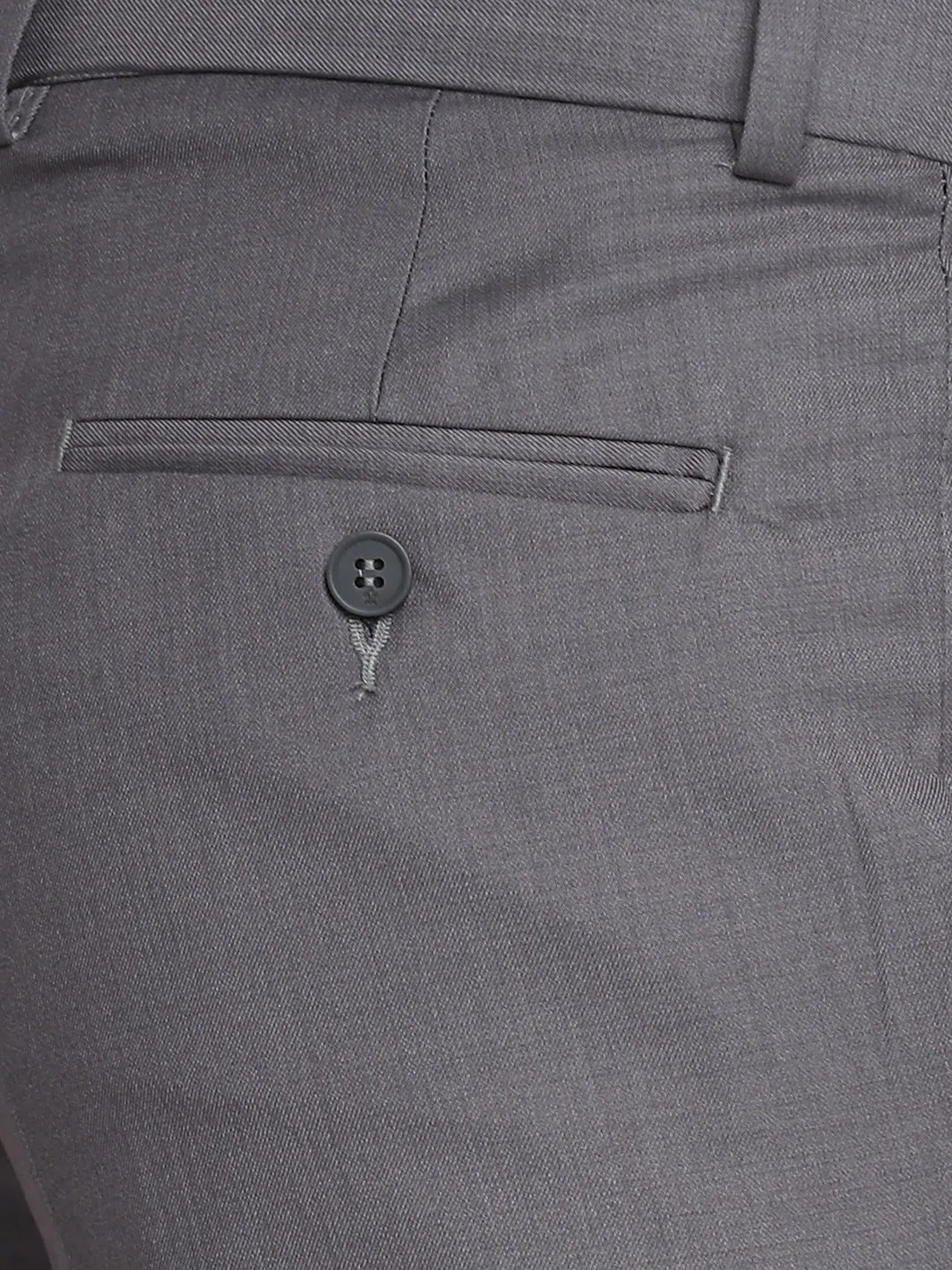 Grey Solid Slim Fit Trouser