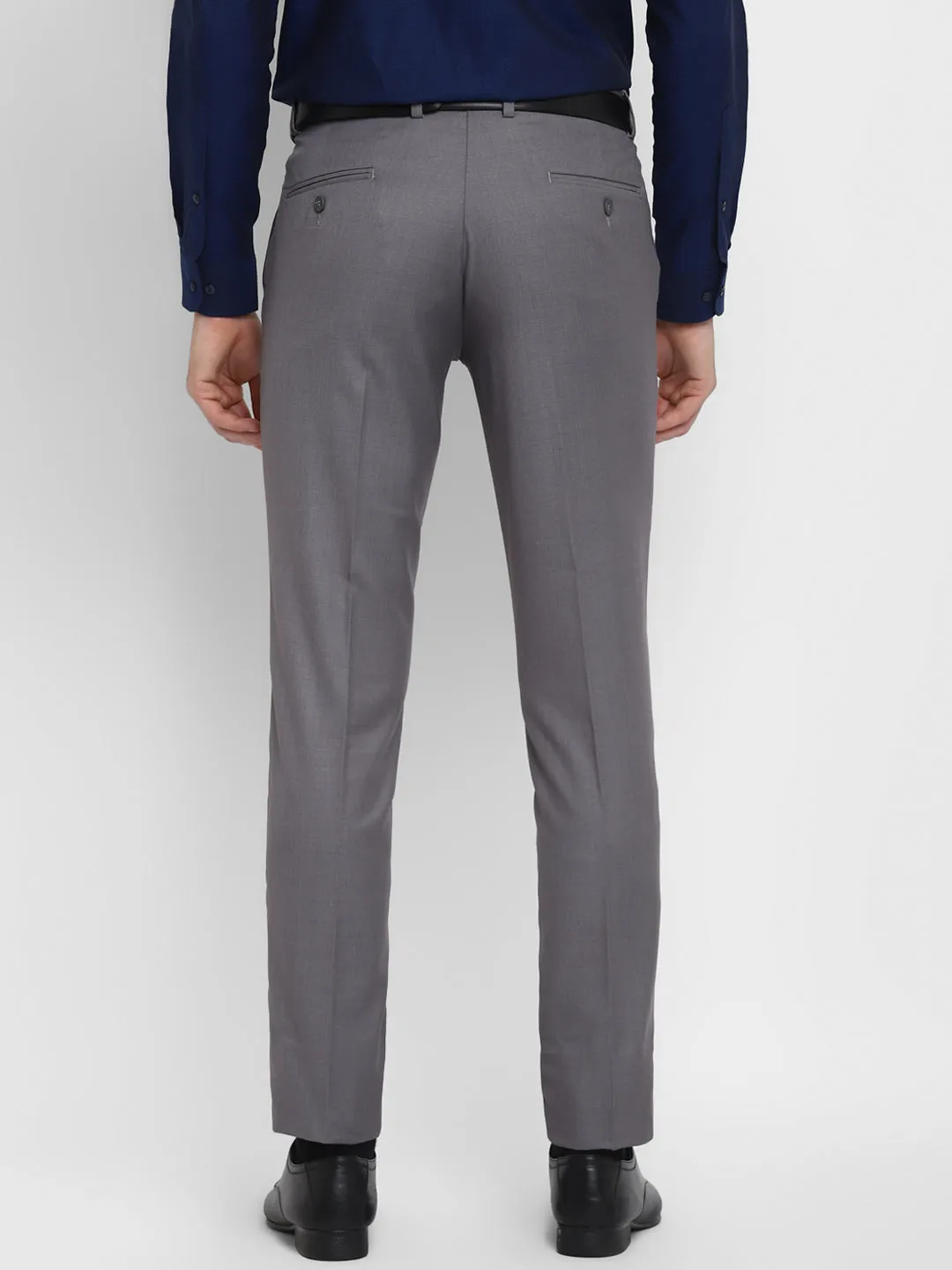 Grey Solid Slim Fit Trouser