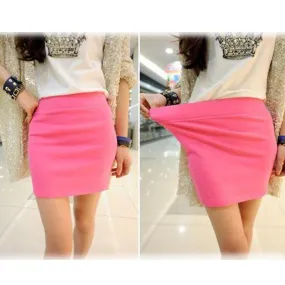 Hip Pencil Elastic Pleated Skirts For Office Party