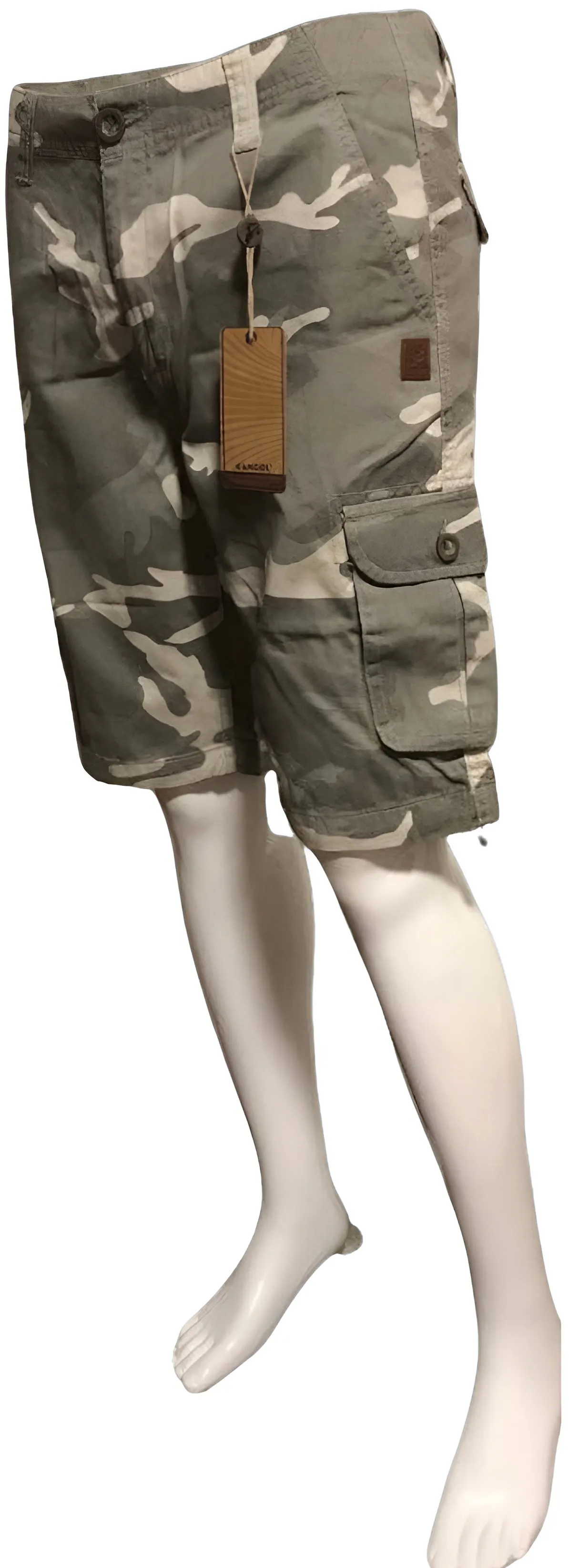 ^KANGOL^ KHAKI CAMOUFLAGE CARGO SHORTS