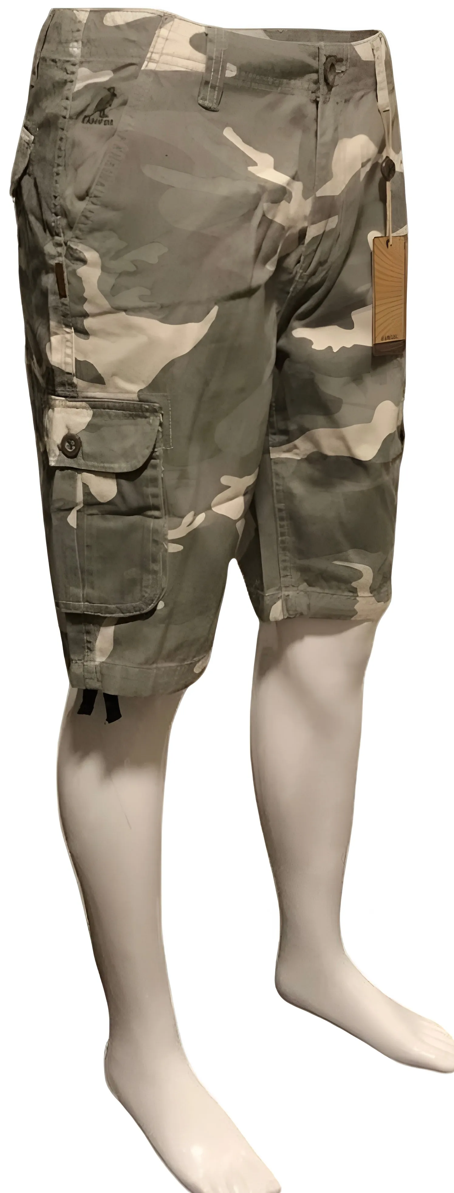 ^KANGOL^ KHAKI CAMOUFLAGE CARGO SHORTS