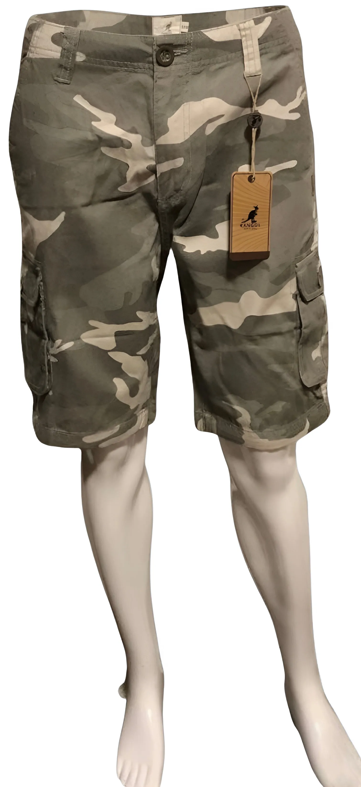 ^KANGOL^ KHAKI CAMOUFLAGE CARGO SHORTS