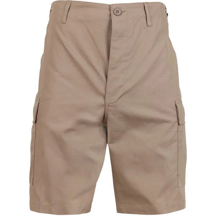 Khaki - Military Cargo BDU Shorts - Cotton Ripstop