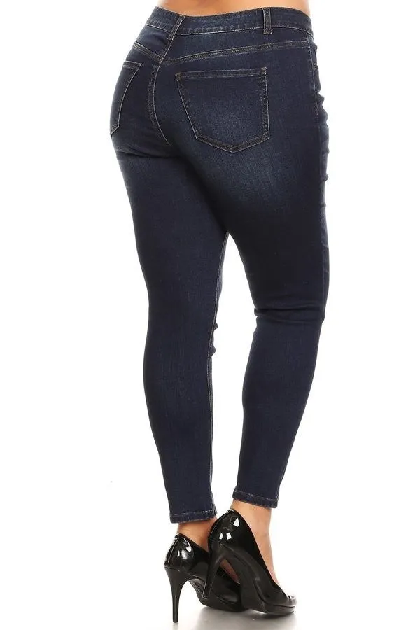 Let's Be Friendly Stretch Skinny Jeans in Dark Wash PLUS