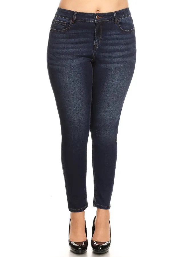 Let's Be Friendly Stretch Skinny Jeans in Dark Wash PLUS