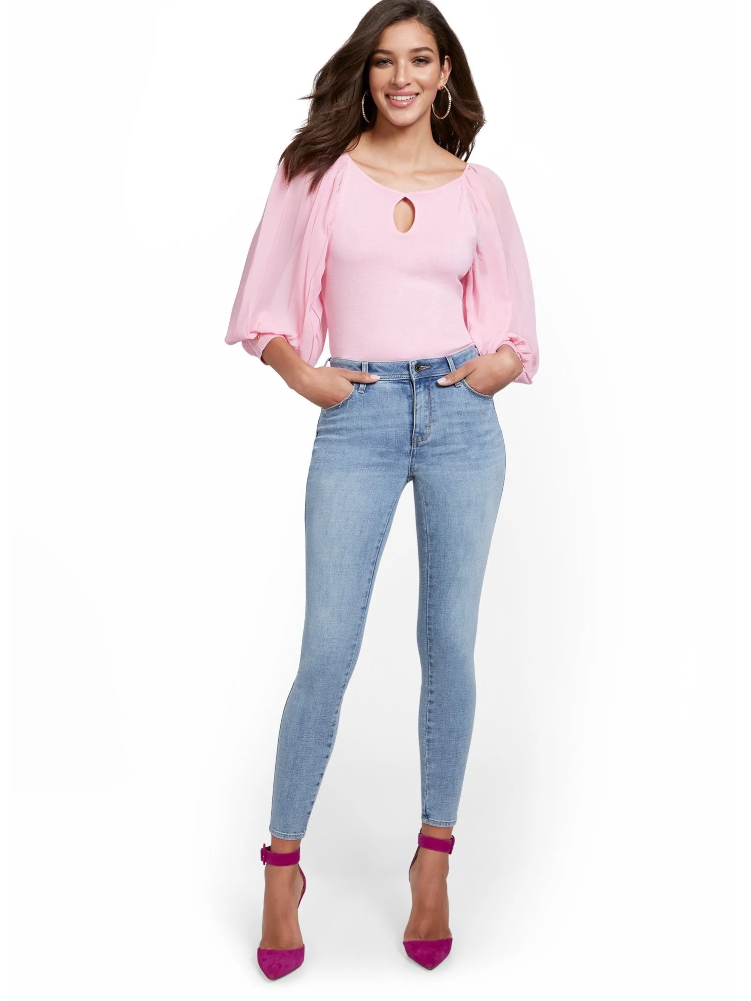 Lexi High-Waisted Super-Skinny Ankle Jeans - Blue Love