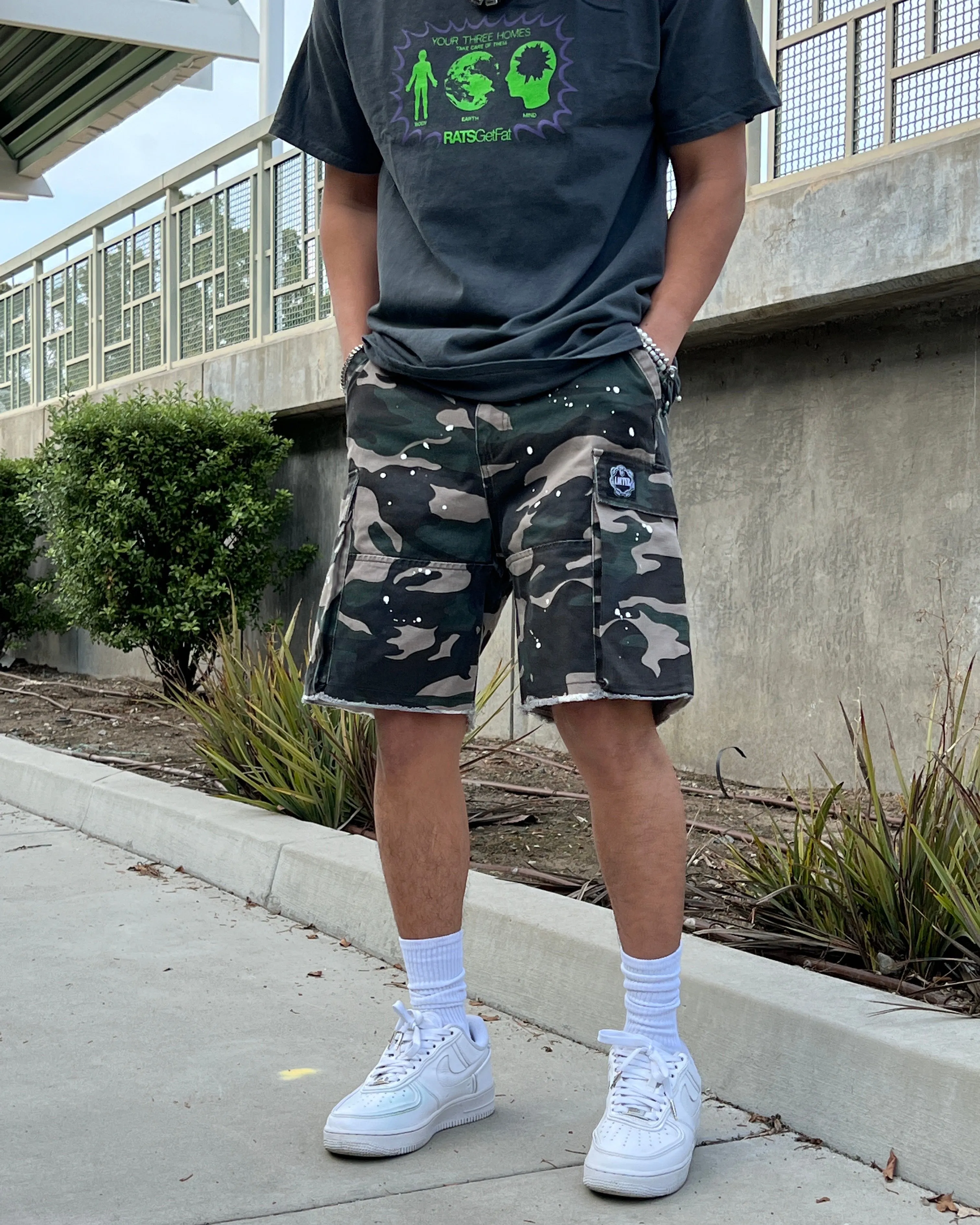 Loiter Conflict Cargo Shorts Woodland Camo