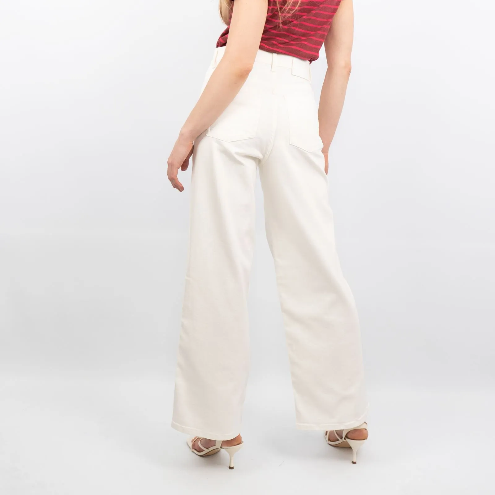 M&S Autograph High Waist Wide Leg Ivory Jeans