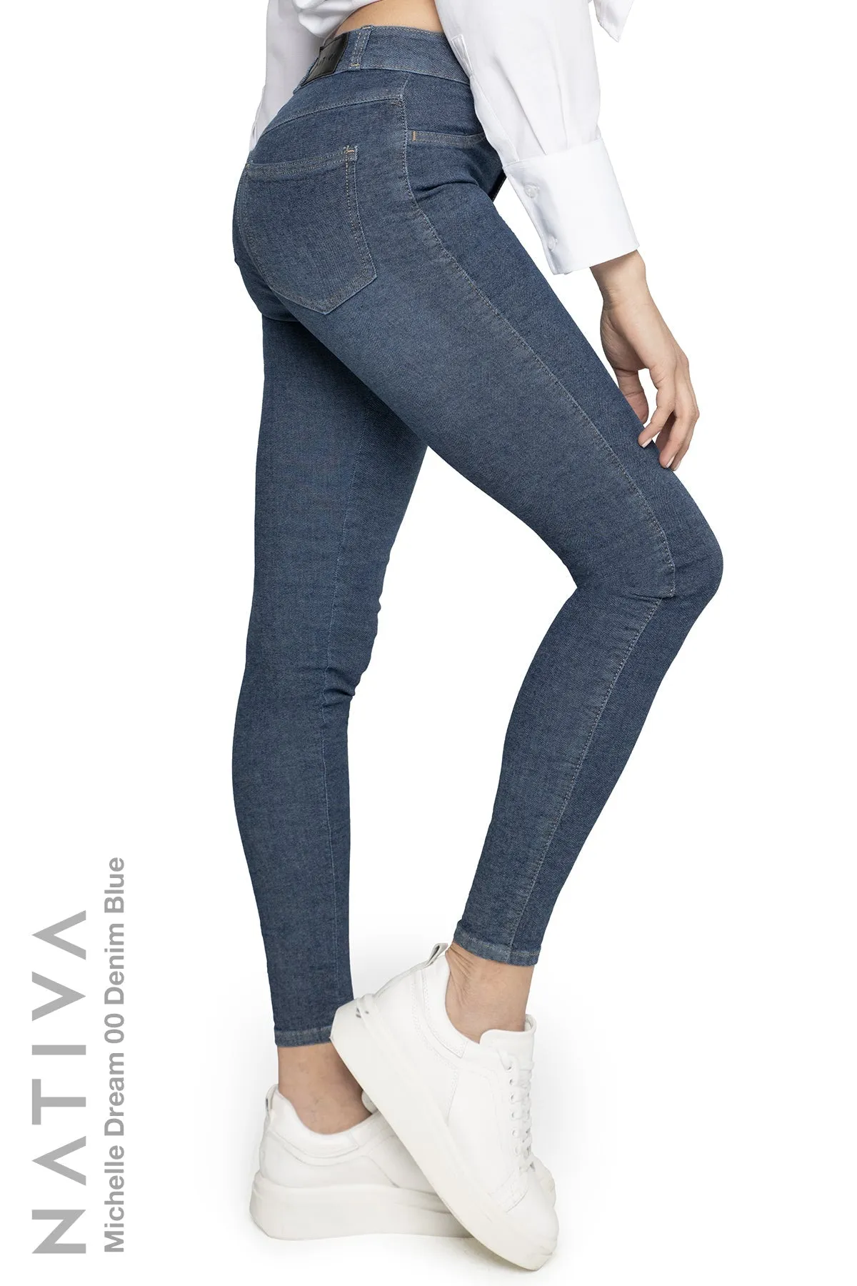 NATIVA, STRETCH JEANS. MICHELLE DREAM 00 DENIM BLUE,  High Shaping Capacity, Ultra Comfy, 24-Hour Wear, Hi-Rise Super Skinny Jeans