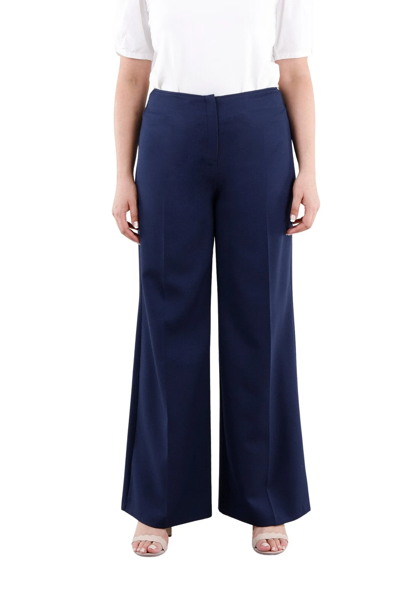 Navy Blue Wide Leg Pants - Regular & Plus Size Flare Trousers