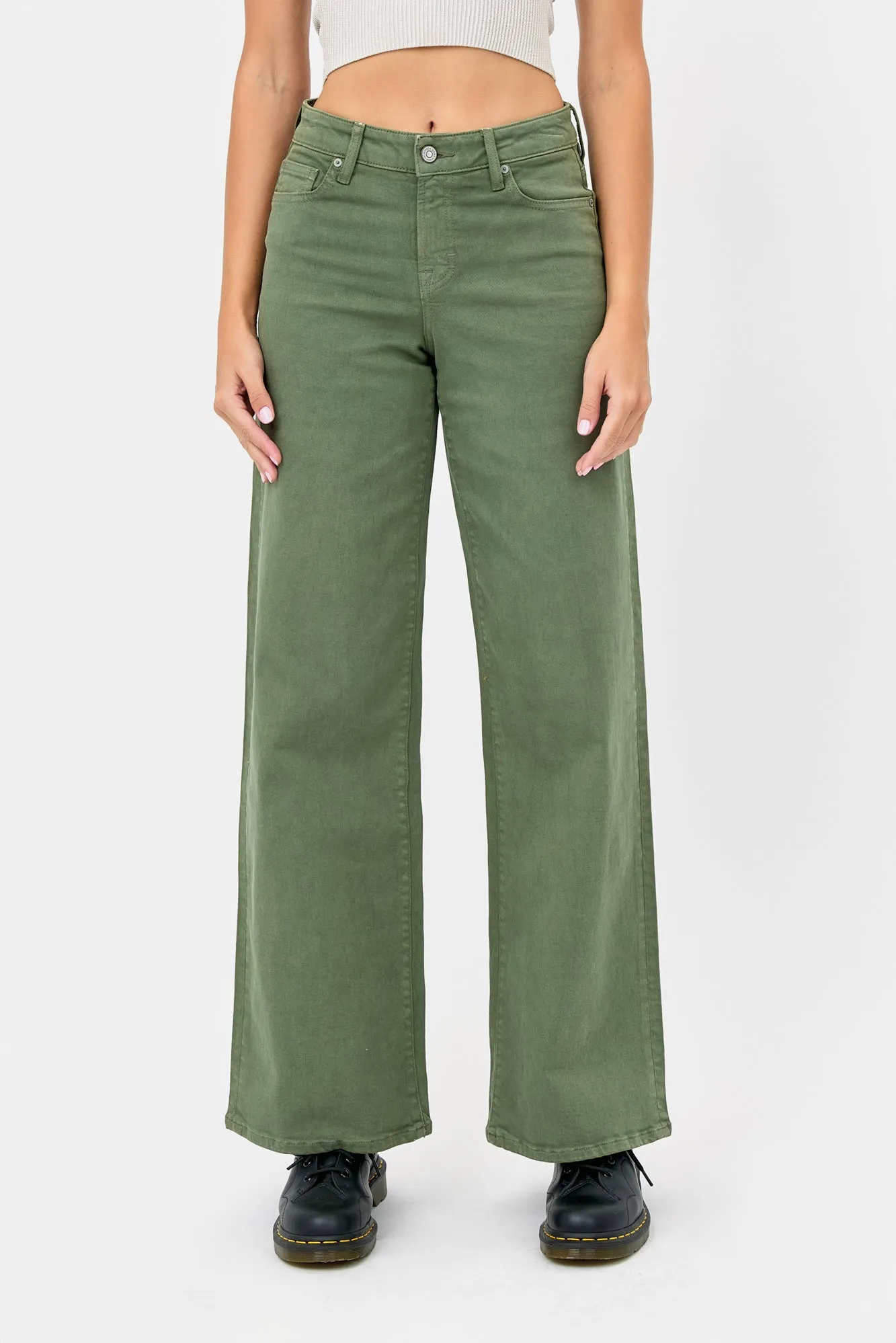 [NORI] Green Stretch 32' Inseam Wideleg