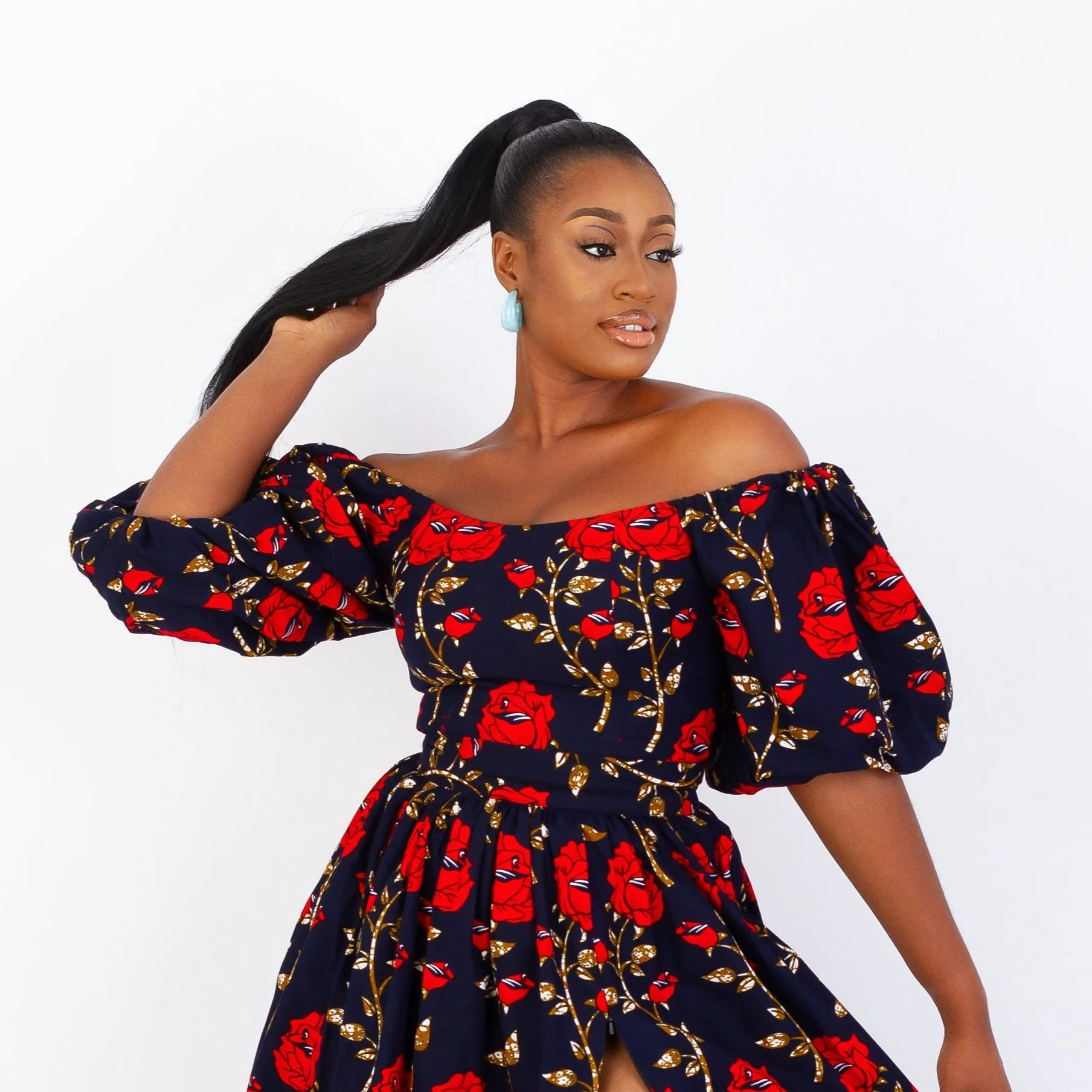 Off Shoulder African Print Crop Top/Blouse - Toby