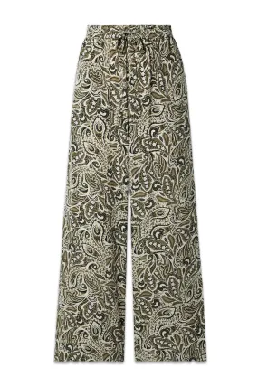 Paisley-Print Silk Trousers