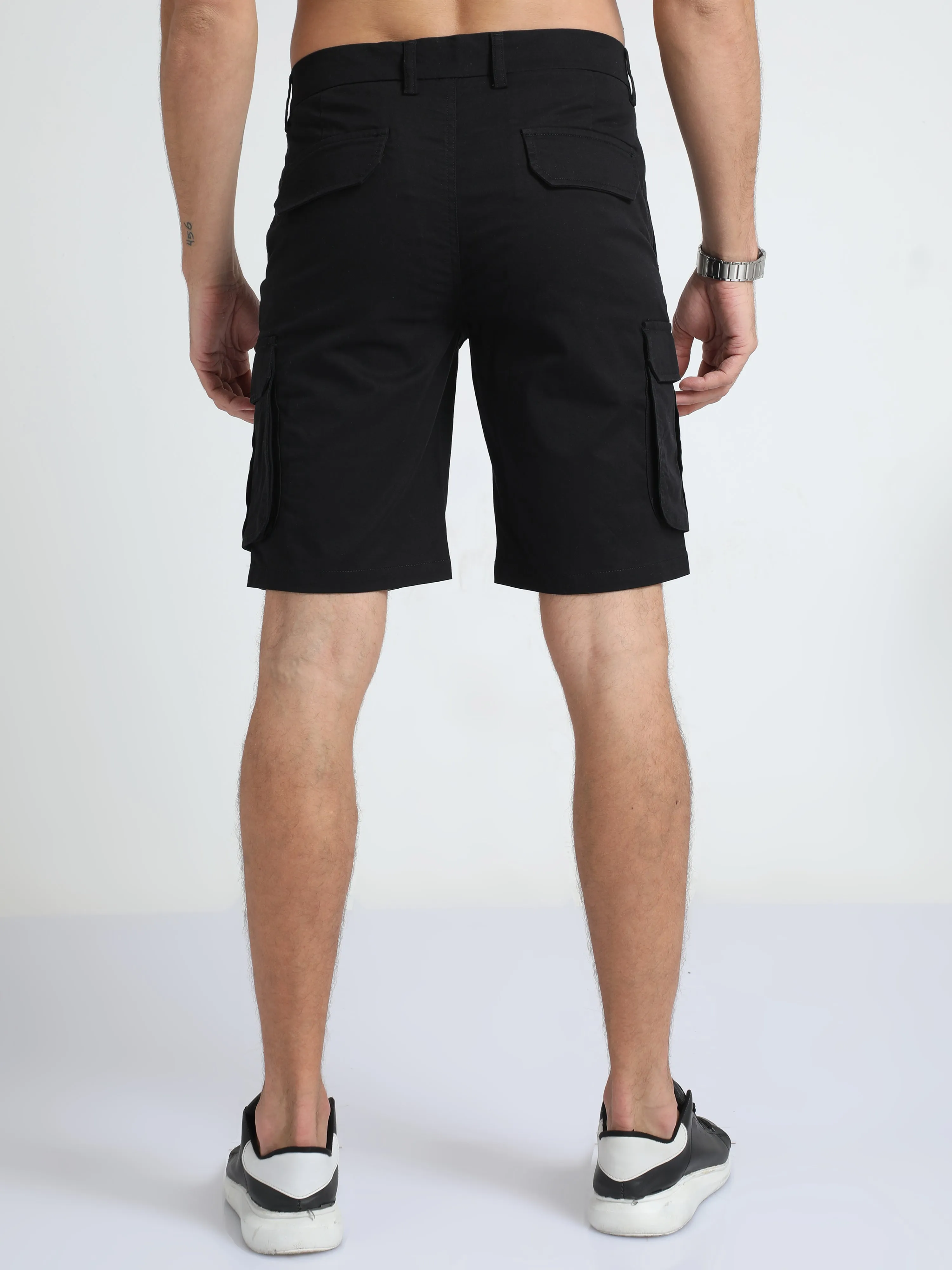 Premium Twill Black Cargo Shorts