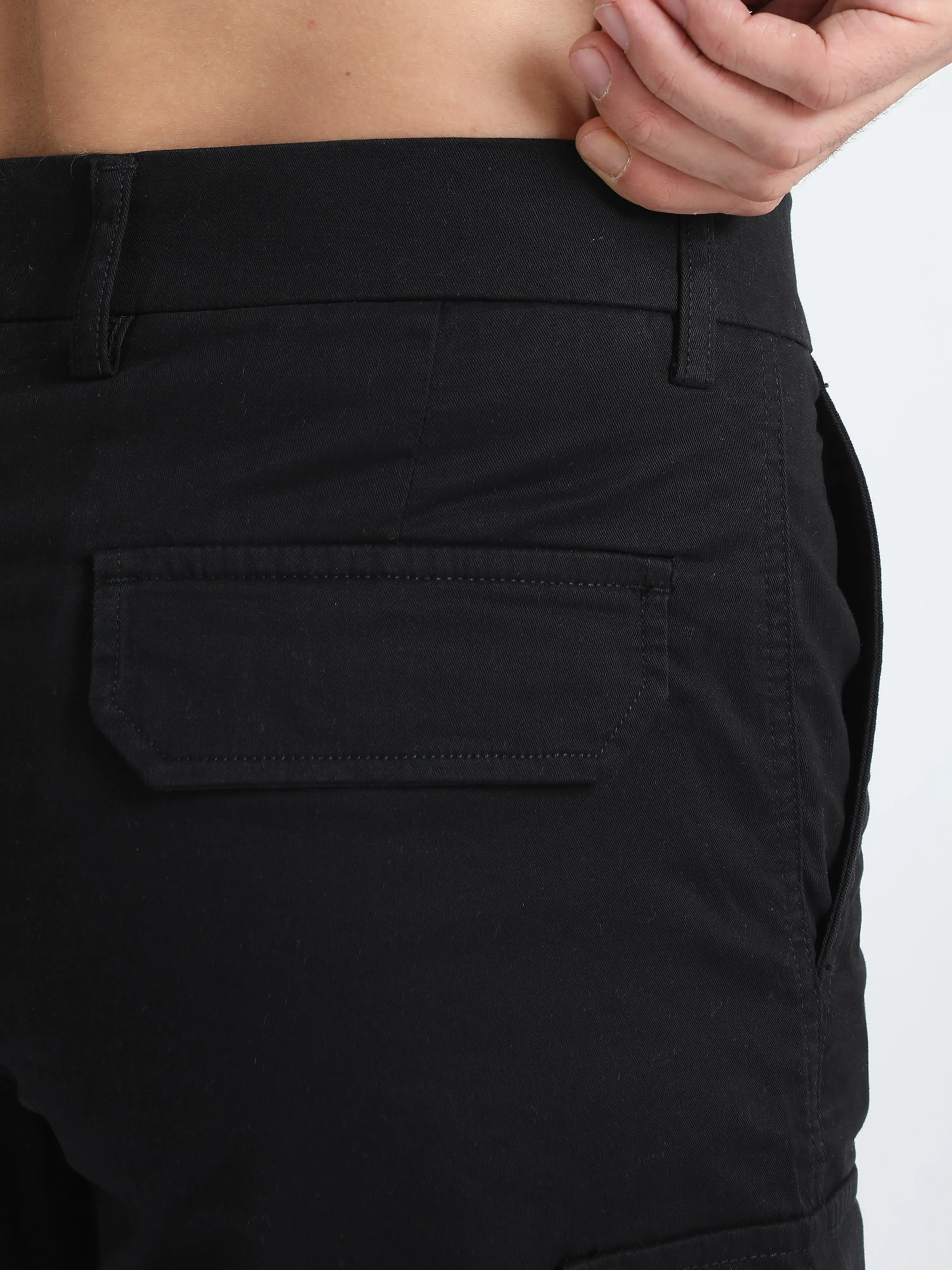 Premium Twill Black Cargo Shorts