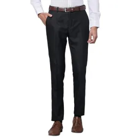 Raymond Men's Slim Fit Polyviscose Blend Flat Front Structure Pattern Black Formal Trouser (Size: 34)-RMTS04735-K8