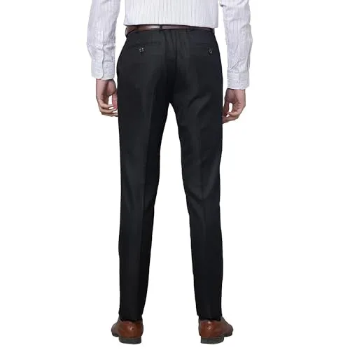 Raymond Men's Slim Fit Polyviscose Blend Flat Front Structure Pattern Black Formal Trouser (Size: 34)-RMTS04735-K8