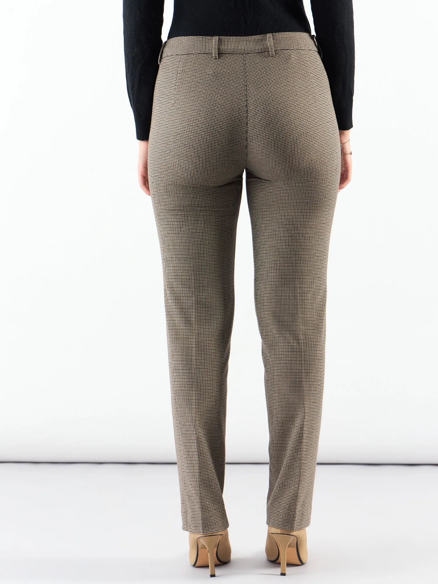 Refined Check High Waist Tailored Trouser In 4-Way Stretch Fabric