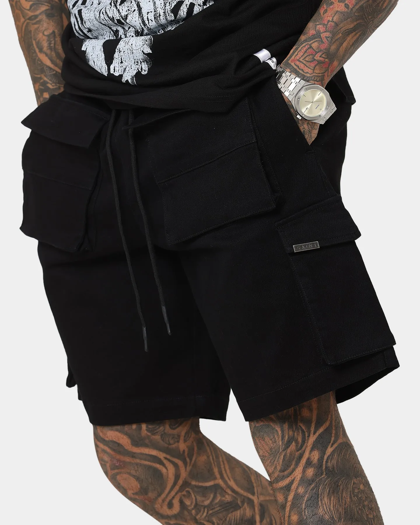 Saint Morta Infantry Cargo Shorts Black