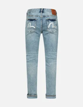 Seagull Embroidery Distressed Flex Skinny Denim Jeans #2028