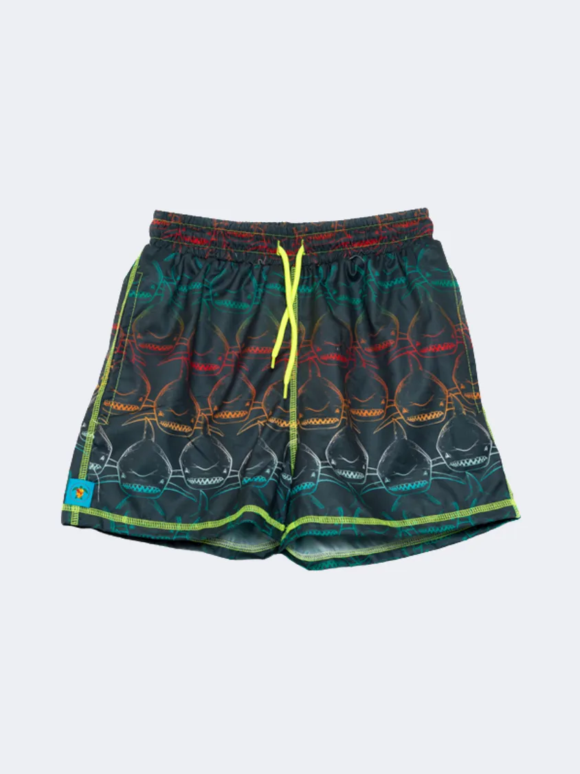 Tortue Sharks Kids-Boys Beach Swim Short  Black/Multi